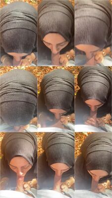 محجبة سمراء زي العسل نازلة ترضع زبر حبيبها على ركبتيها